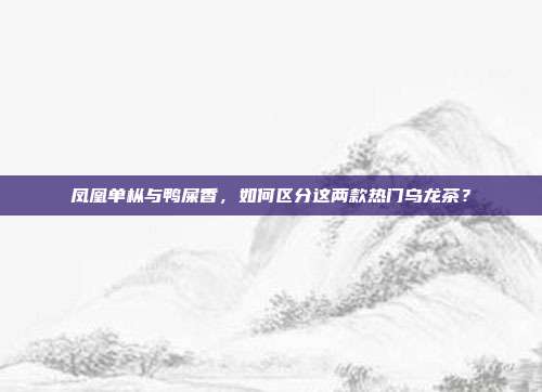 凤凰单枞与鸭屎香，如何区分这两款热门乌龙茶？