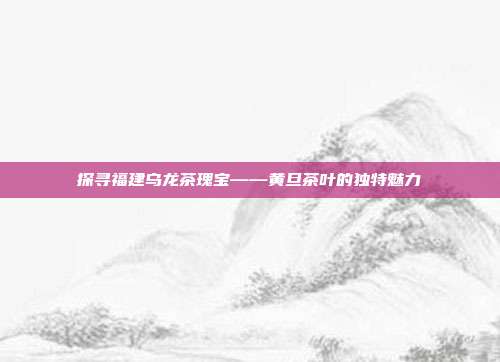 探寻福建乌龙茶瑰宝——黄旦茶叶的独特魅力