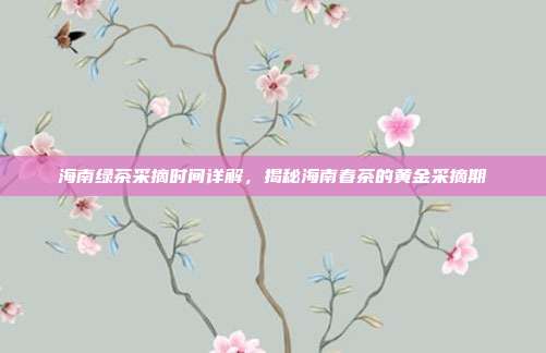 海南绿茶采摘时间详解，揭秘海南春茶的黄金采摘期