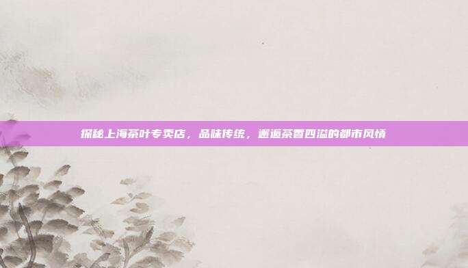 探秘上海茶叶专卖店，品味传统，邂逅茶香四溢的都市风情