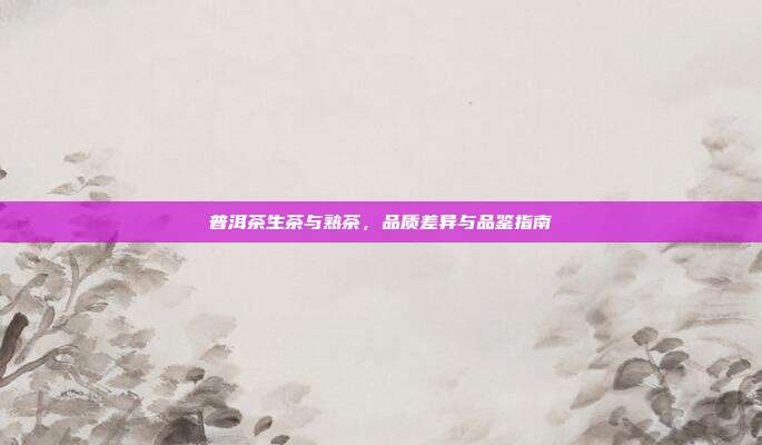 普洱茶生茶与熟茶，品质差异与品鉴指南