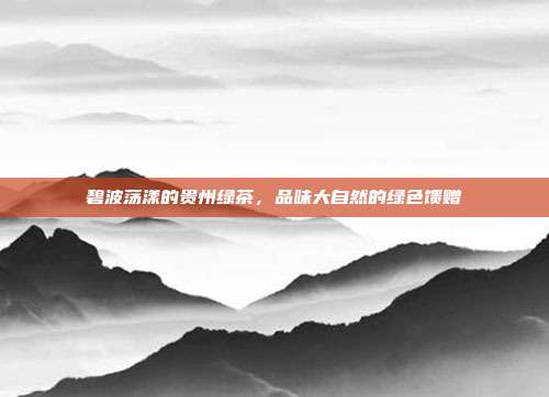 碧波荡漾的贵州绿茶，品味大自然的绿色馈赠
