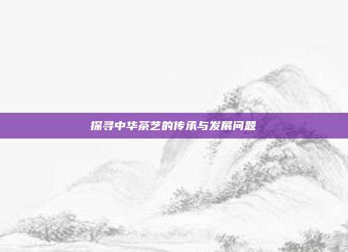 探寻中华茶艺的传承与发展问题