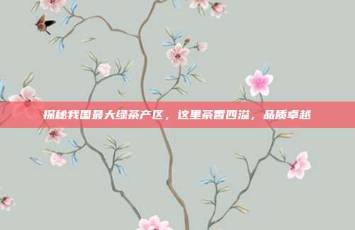 探秘我国最大绿茶产区，这里茶香四溢，品质卓越
