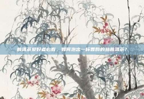 普洱茶爱好者必看，如何泡出一杯香醇的熟普洱茶？
