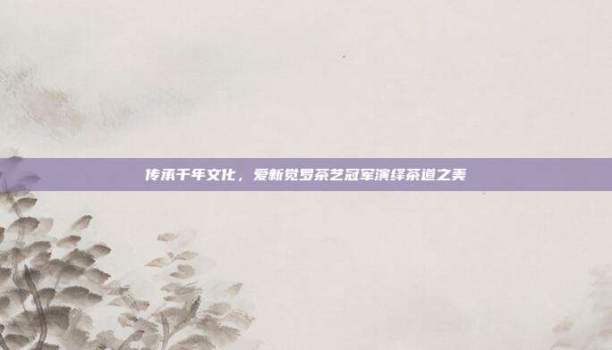传承千年文化，爱新觉罗茶艺冠军演绎茶道之美