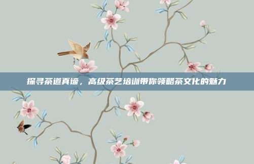 探寻茶道真谛，高级茶艺培训带你领略茶文化的魅力