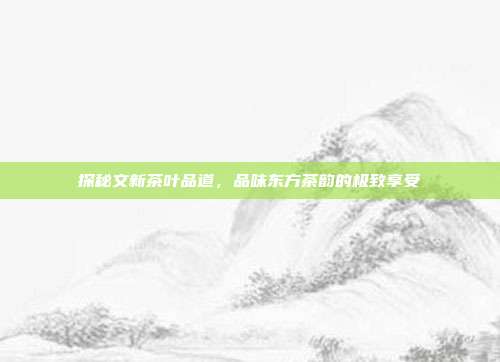 探秘文新茶叶品道，品味东方茶韵的极致享受
