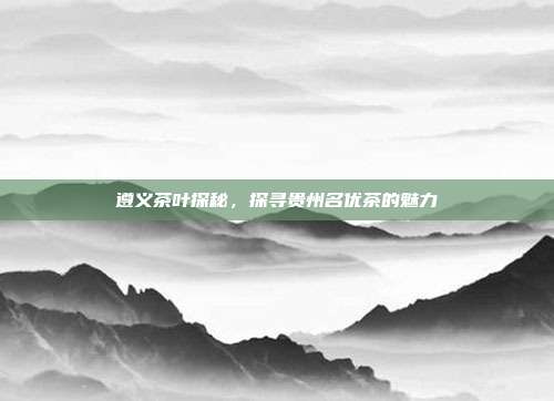 遵义茶叶探秘，探寻贵州名优茶的魅力