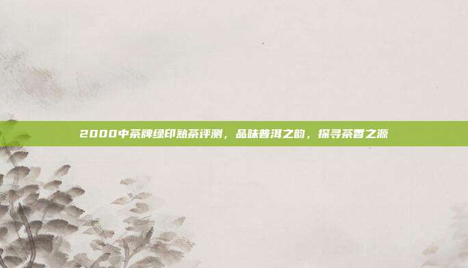 2000中茶牌绿印熟茶评测，品味普洱之韵，探寻茶香之源