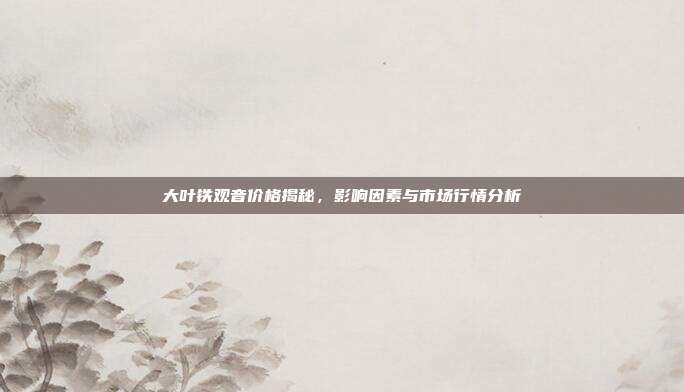 大叶铁观音价格揭秘，影响因素与市场行情分析