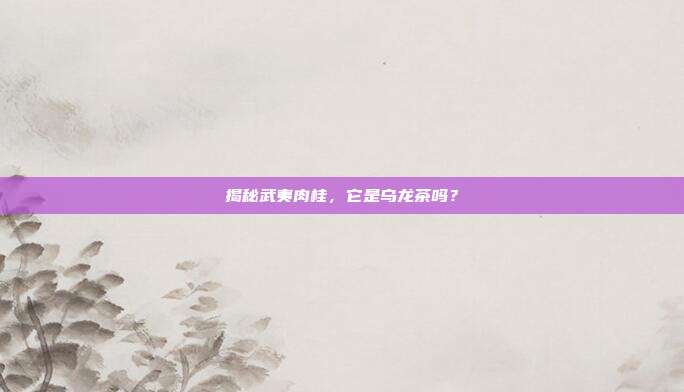 揭秘武夷肉桂，它是乌龙茶吗？