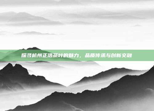 探寻杭州正浩茶叶的魅力，品质传承与创新交融