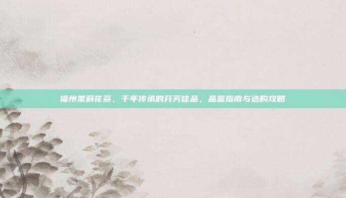 福州茉莉花茶，千年传承的芬芳佳品，品鉴指南与选购攻略
