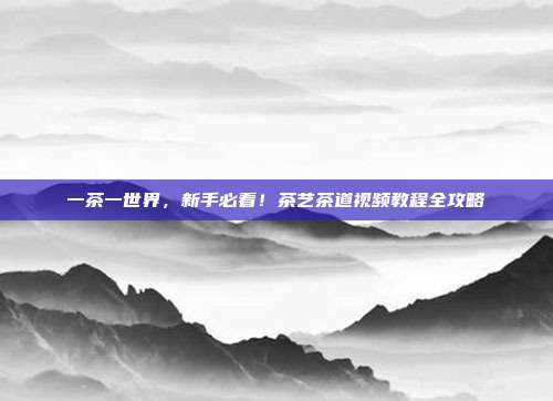 一茶一世界，新手必看！茶艺茶道视频教程全攻略