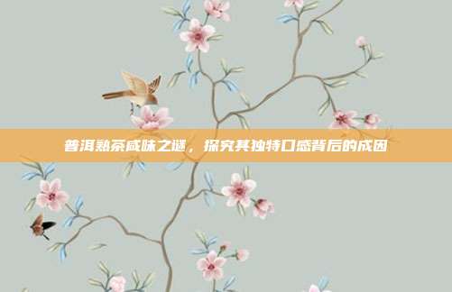 普洱熟茶咸味之谜，探究其独特口感背后的成因