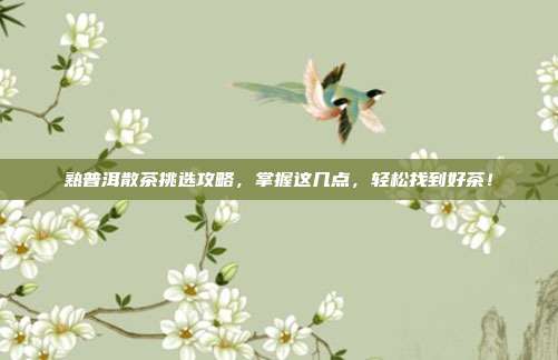 熟普洱散茶挑选攻略，掌握这几点，轻松找到好茶！