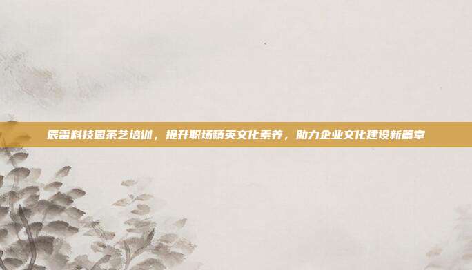 辰雷科技园茶艺培训，提升职场精英文化素养，助力企业文化建设新篇章