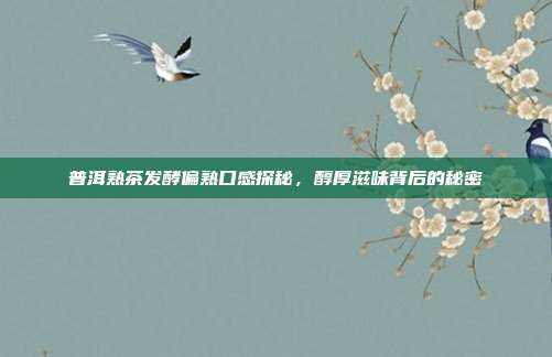 普洱熟茶发酵偏熟口感探秘，醇厚滋味背后的秘密