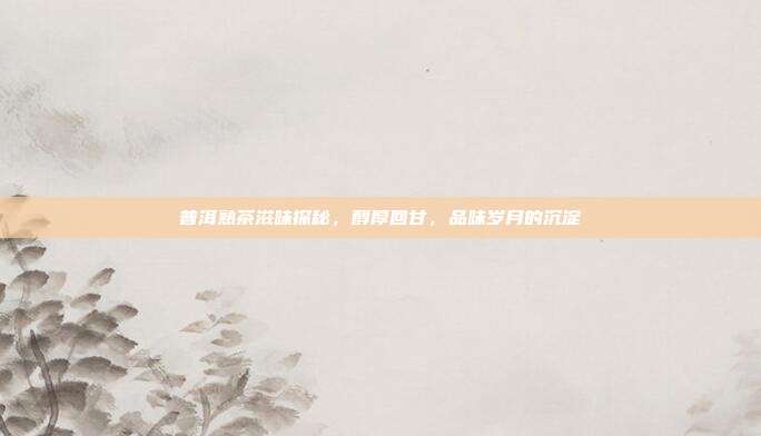 普洱熟茶滋味探秘，醇厚回甘，品味岁月的沉淀
