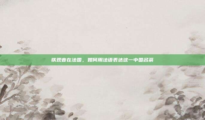 铁观音在法国，如何用法语表达这一中国名茶