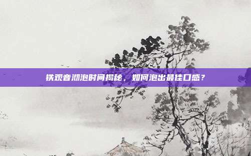 铁观音沏泡时间揭秘，如何泡出最佳口感？
