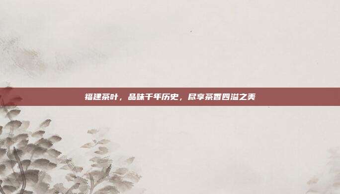 福建茶叶，品味千年历史，尽享茶香四溢之美