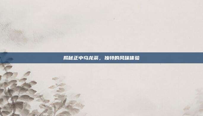 揭秘正中乌龙茶，独特的风味体验