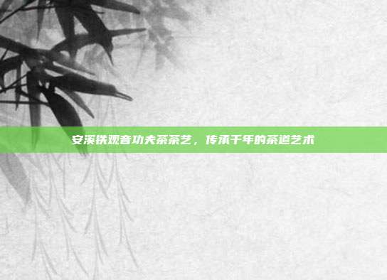 安溪铁观音功夫茶茶艺，传承千年的茶道艺术