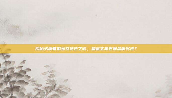 揭秘劣质普洱熟茶汤色之谜，暗藏玄机还是品质劣迹？