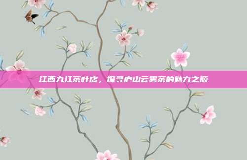 江西九江茶叶店，探寻庐山云雾茶的魅力之源