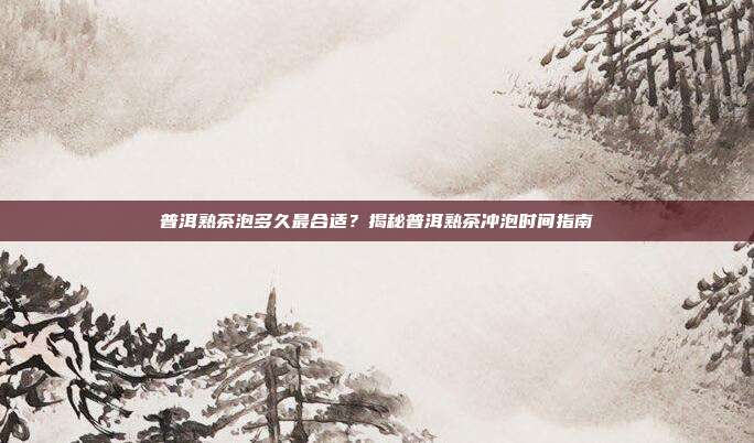 普洱熟茶泡多久最合适？揭秘普洱熟茶冲泡时间指南