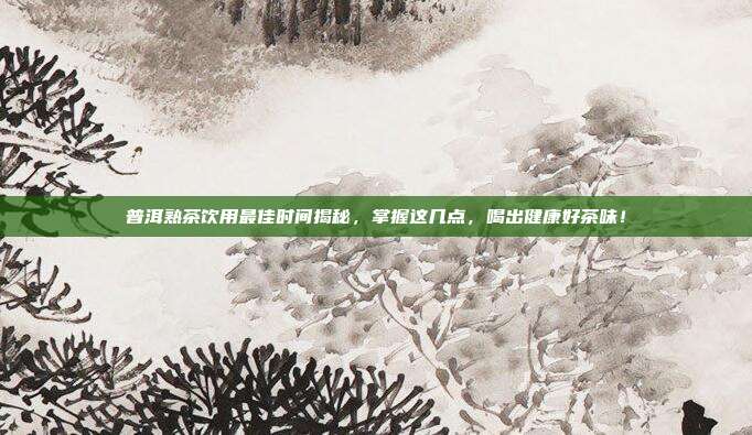 普洱熟茶饮用最佳时间揭秘，掌握这几点，喝出健康好茶味！