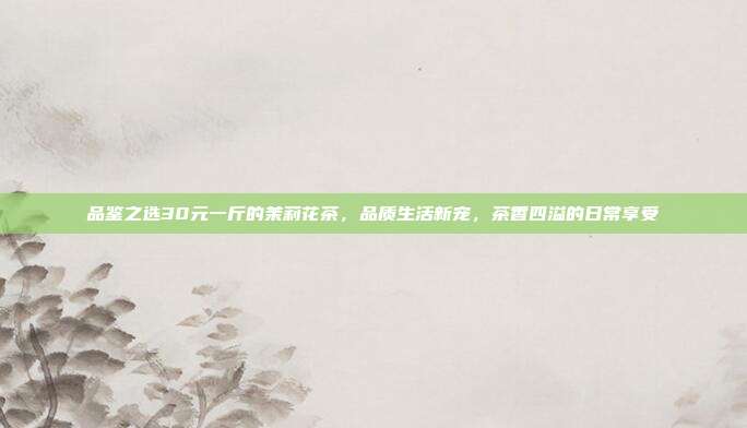 品鉴之选30元一斤的茉莉花茶，品质生活新宠，茶香四溢的日常享受